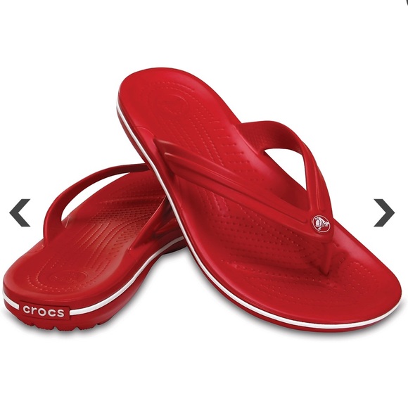 red croc flip flops
